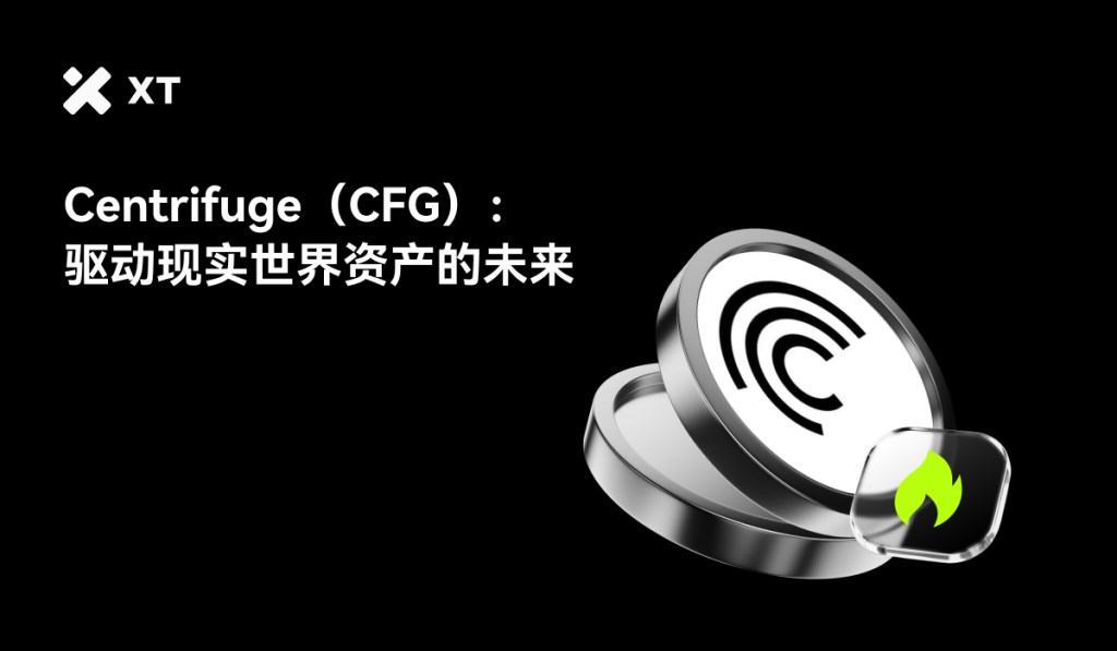 Centrifuge (CFG) logo with the tagline '驱动现实世界资产的未来' on a black background.