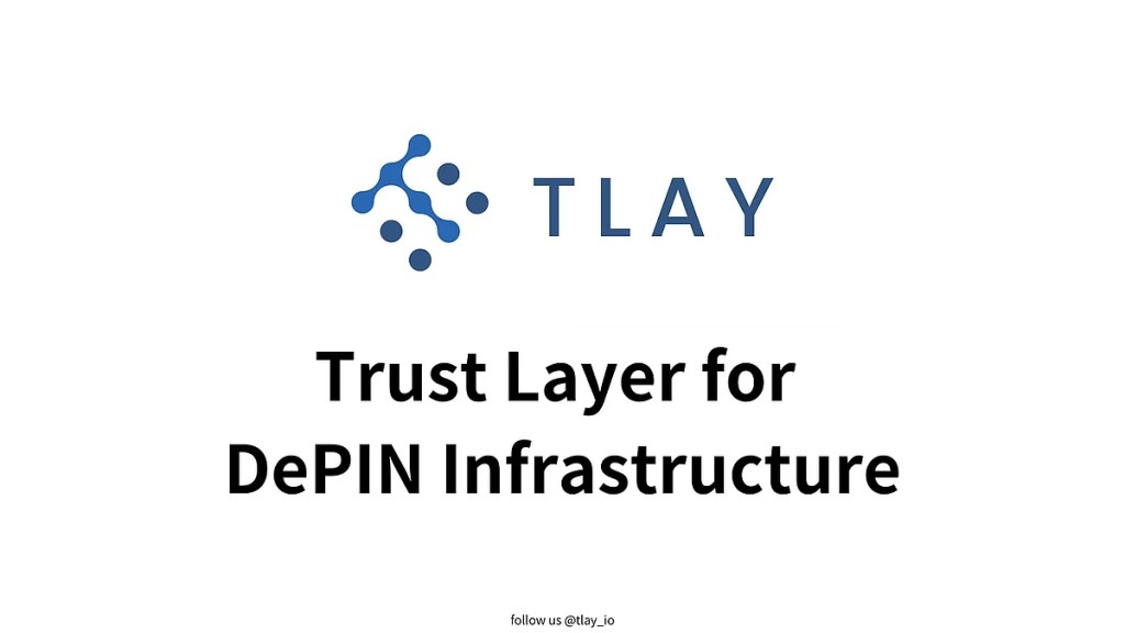 PayFi（支付金融）介绍的幻灯片封面，展示了'Trust Layer for DePIN Infrastructure'的标题，背景为简约设计。