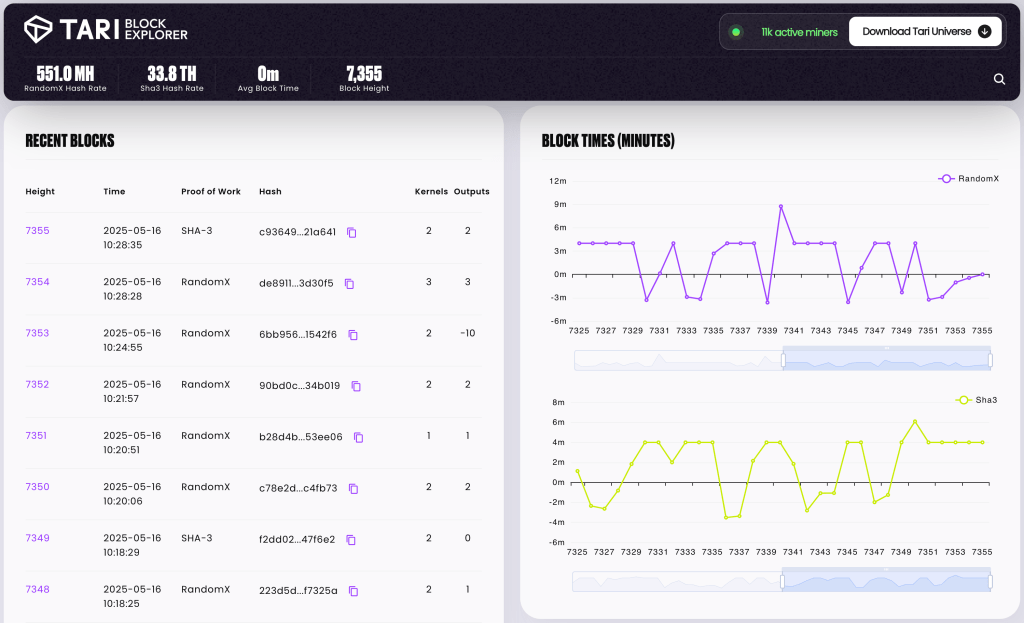 tari-token-xtr-block-explorer-interface