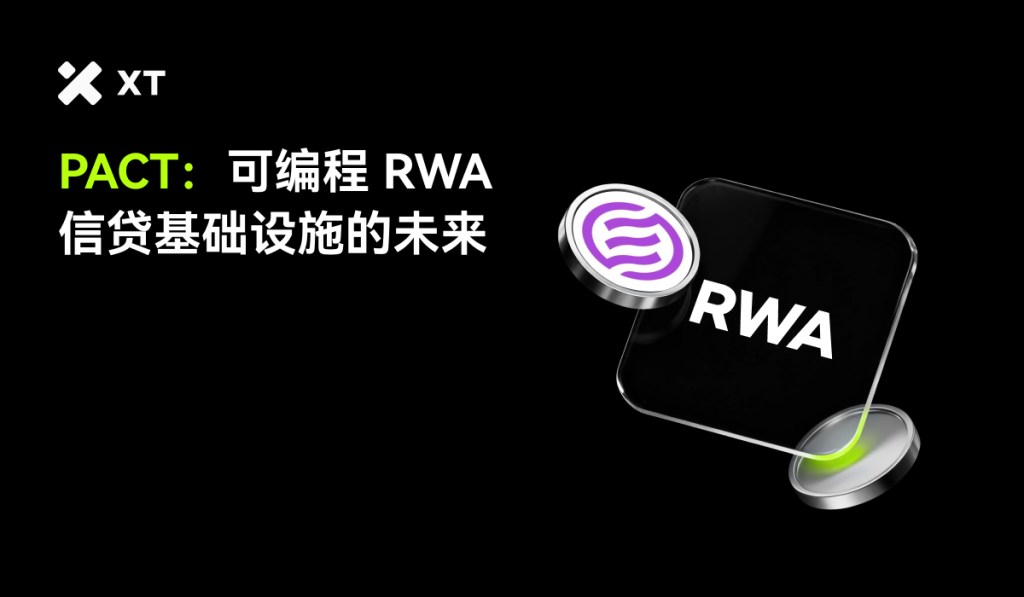 Graphic promoting PACT with the text 'PACT: Editable RWA, The Future of Credit Infrastructure' accompanied by a logo and icons on a black background.