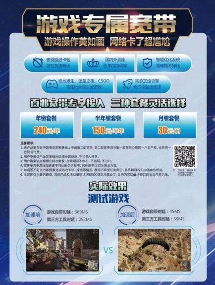 电信出游戏专属宽带，路由器里带外服加速器