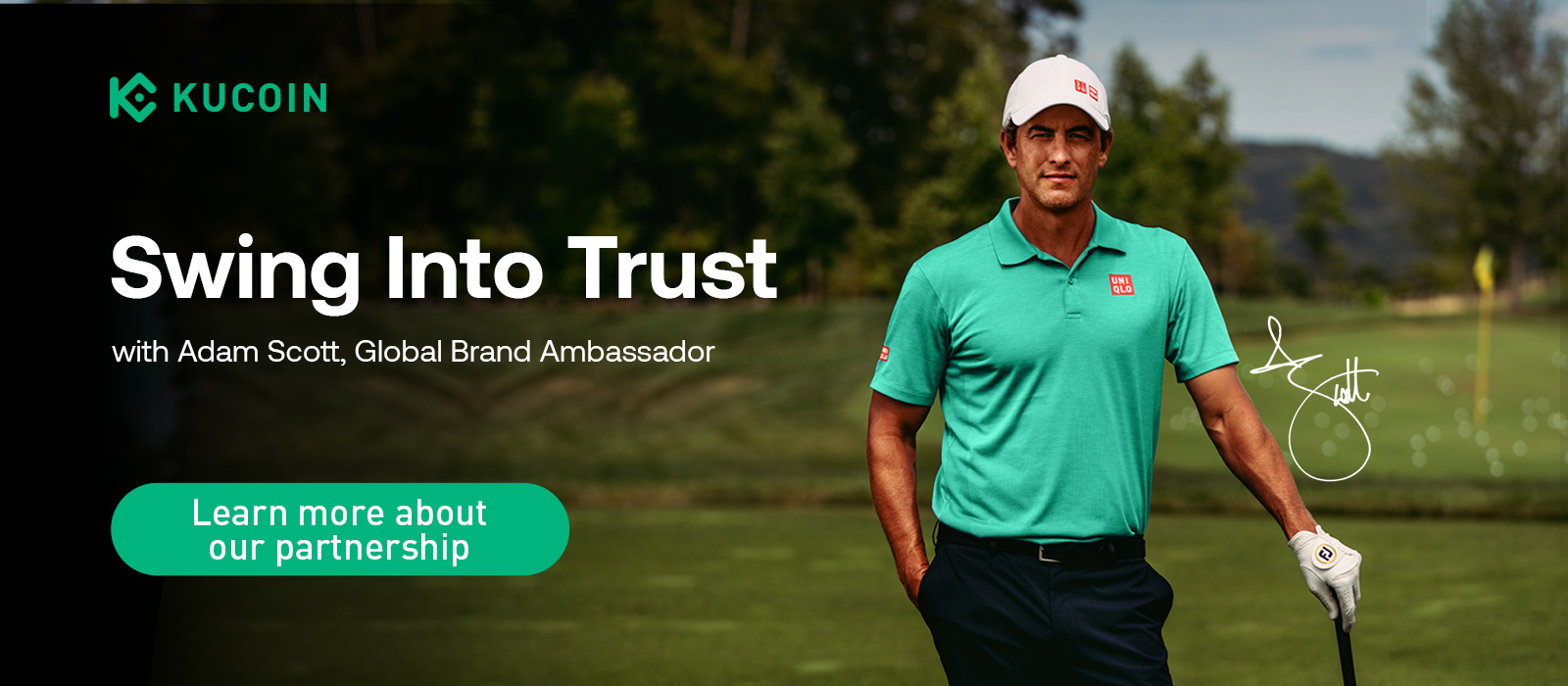 公告：與高爾夫球名將 Adam Scott 攜手，共創信任新高