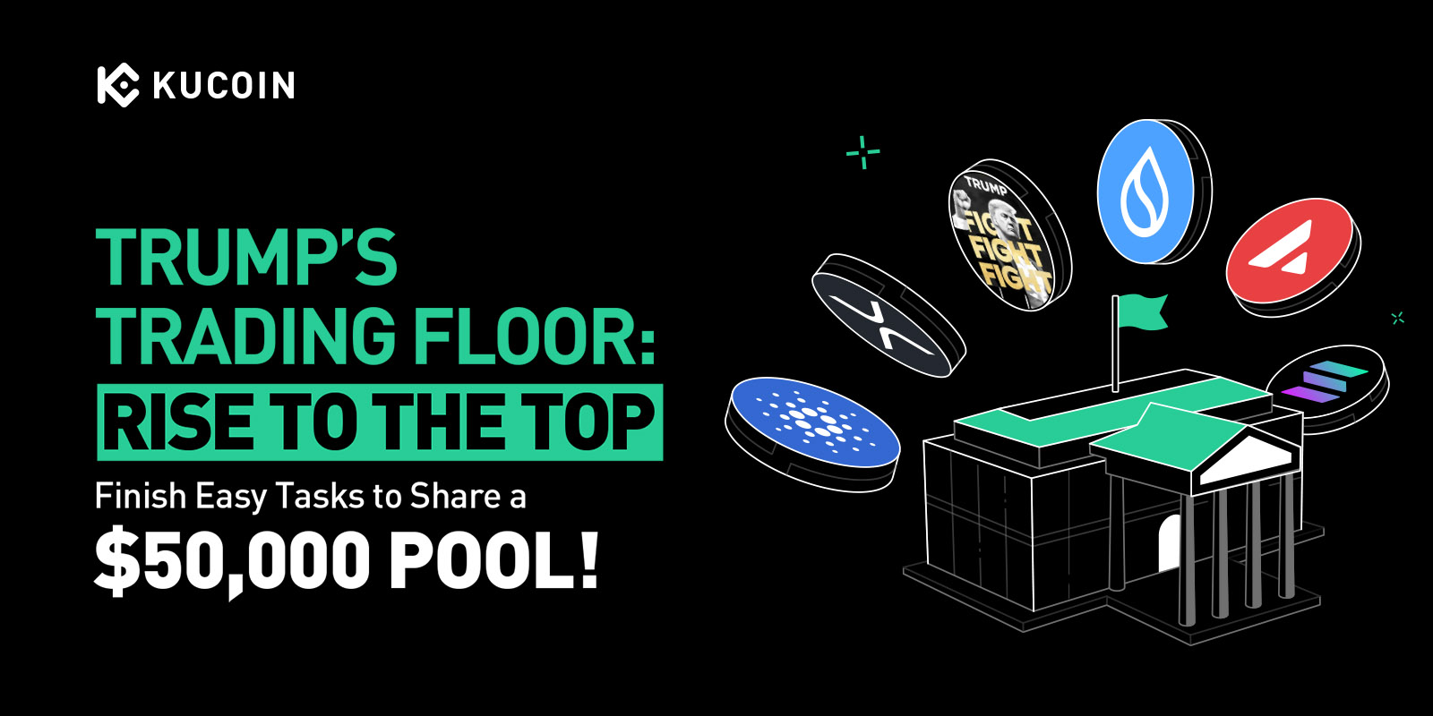 特朗普的交易大堂：爭奪榜首，完成簡單任務即可瓜分 50,000 USDT 彩池！