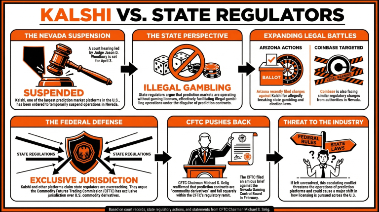 Kalshi 因未經許可的賭博指控暫時被內華達州禁止