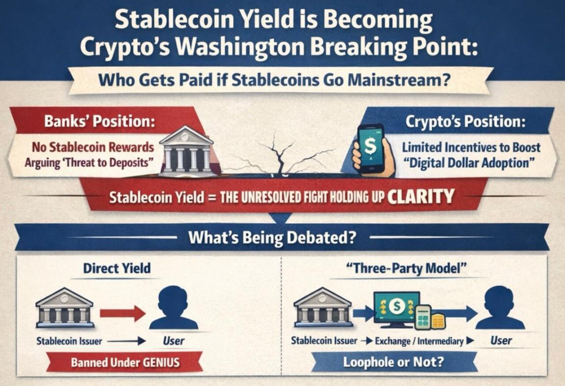 美國穩定幣收益爭議威脅加密貨幣監管立法
