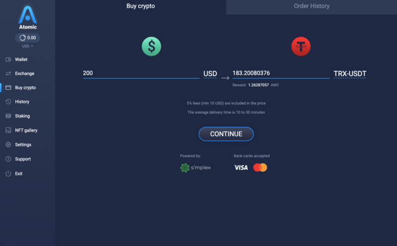 Atomic Wallet已支持TRC20