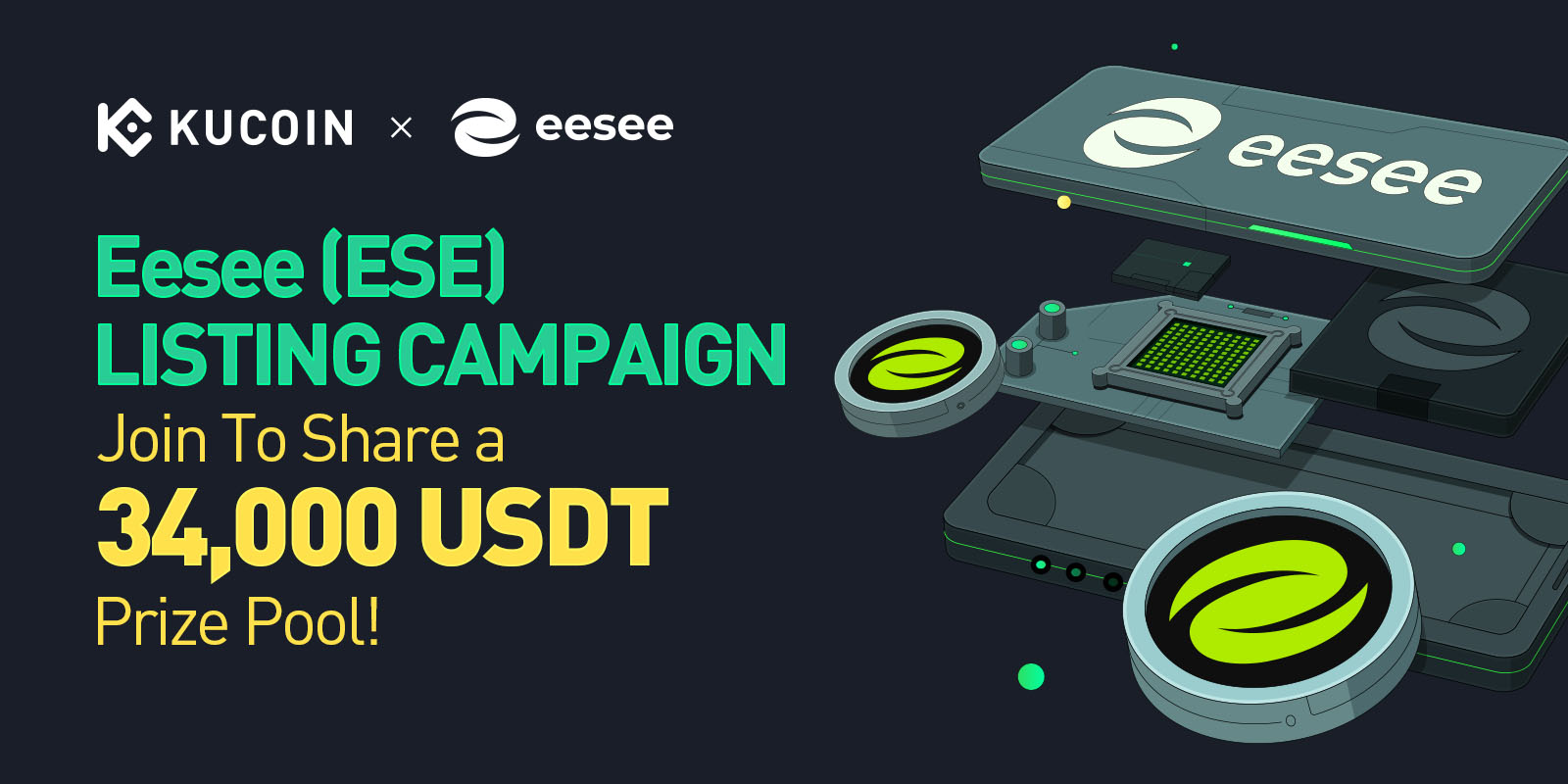 Eeesee（ESE）上市送大禮，參加即可瓜分 34,000 USDT 彩池！