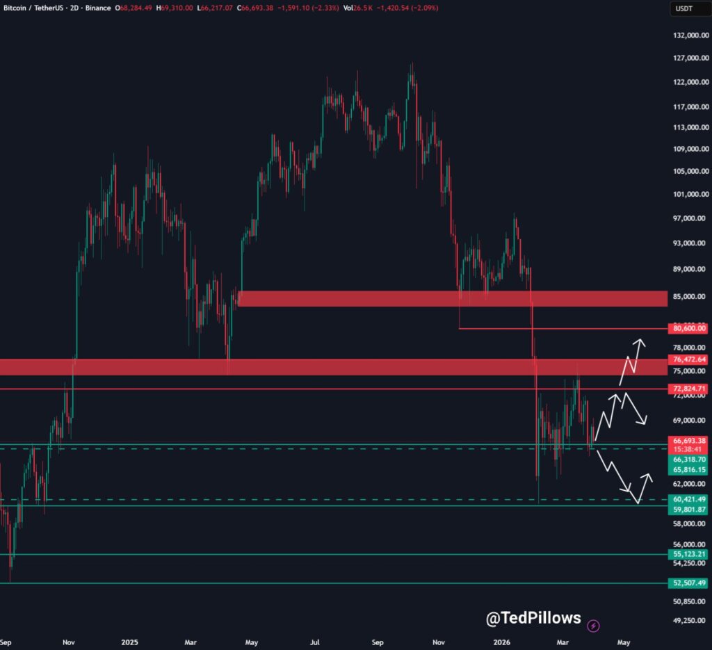 比特幣價格圖表 | 資料來源:Ted Pillows(X)