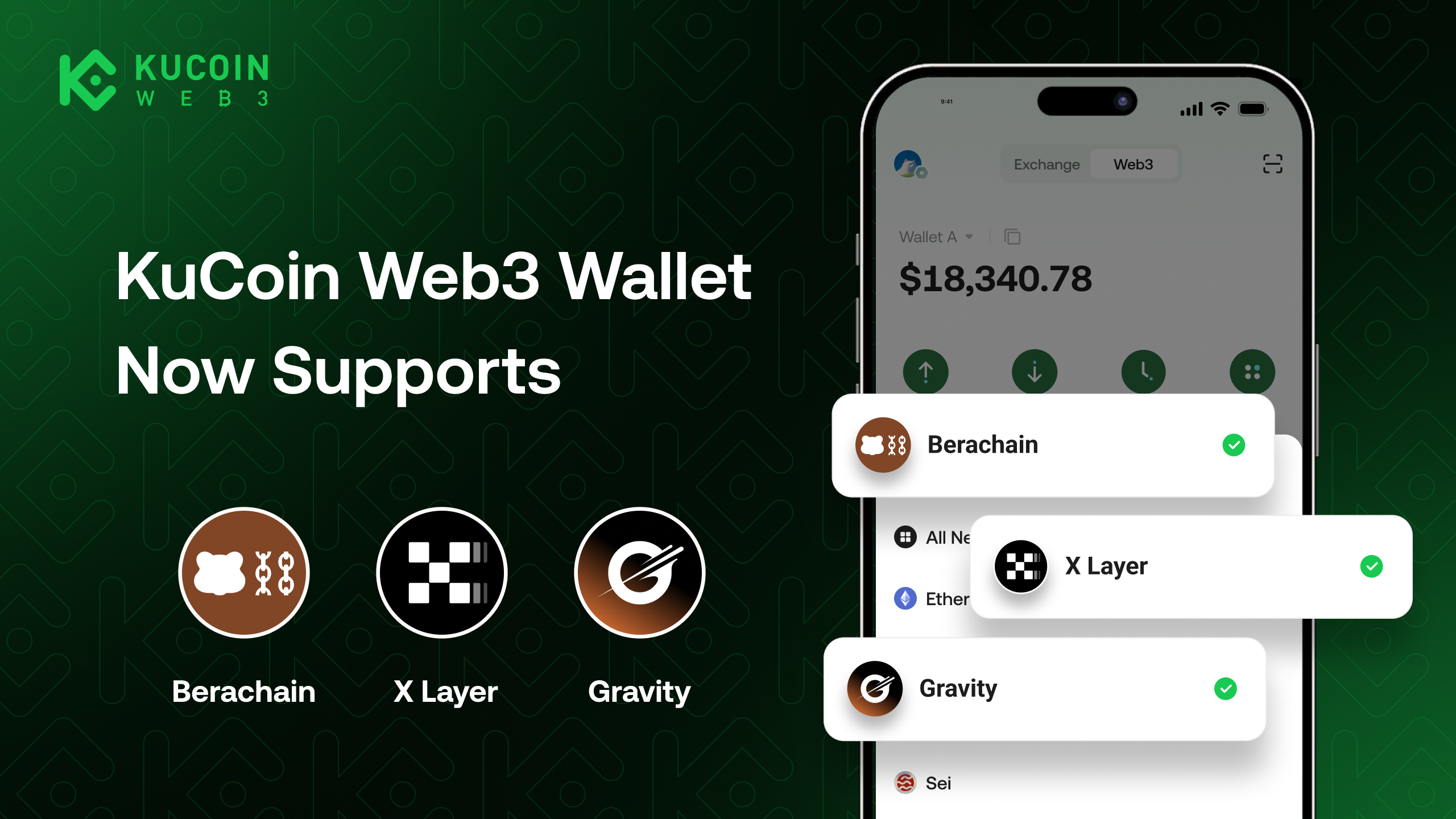 KuCoin Web3 Wallet 現已支持 Berachain、X Layer 和 Gravity