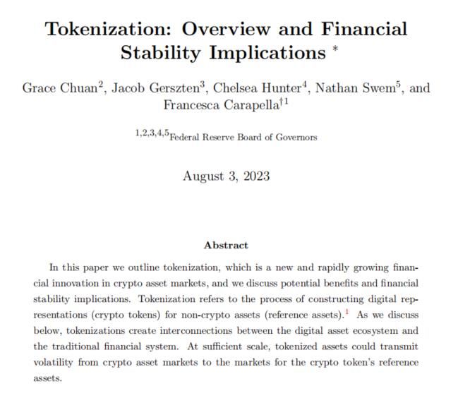 美联储眼中的 RWA：代币化和金融稳定