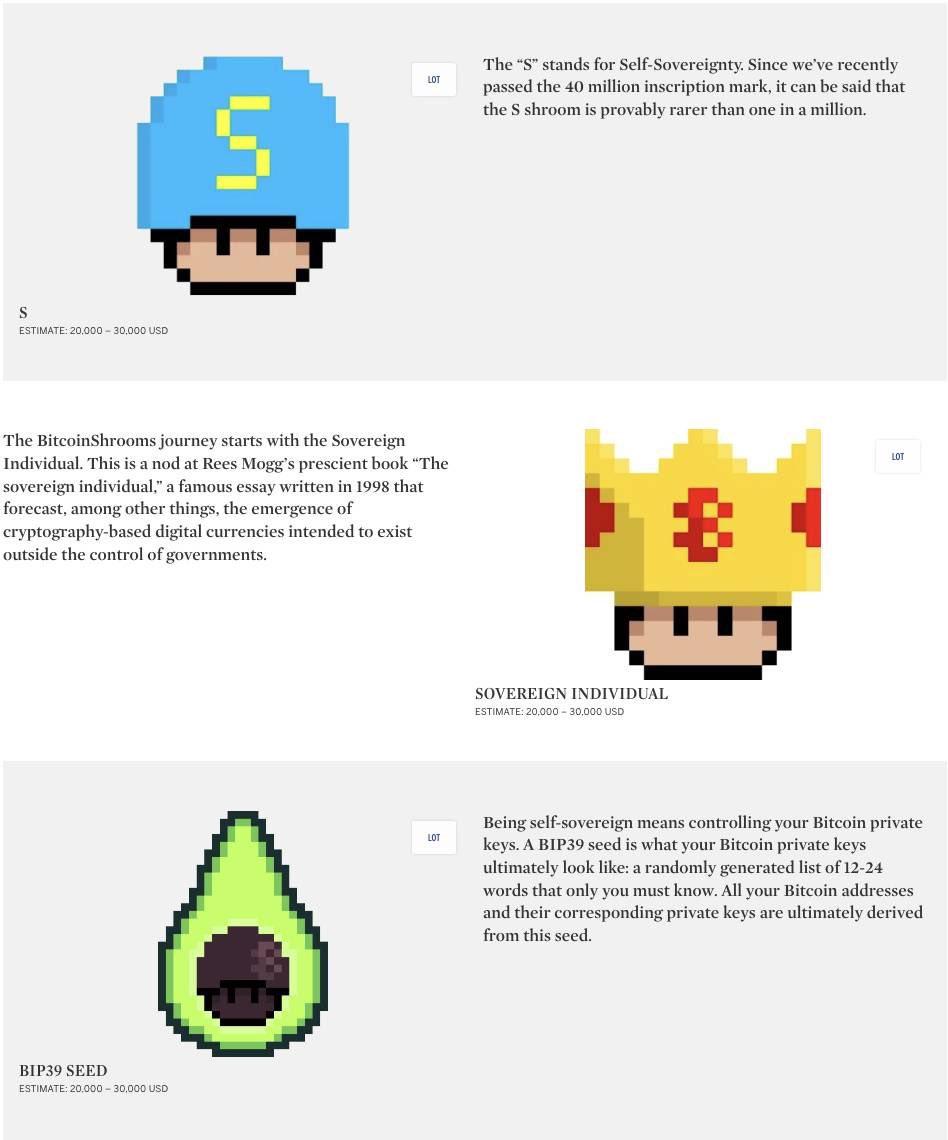 首个登上苏富比的比特币Ordinals NFT，BitcoinShrooms究竟有何来头？