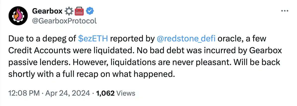 Renzo代币经济学遭受争议，“不满者”怒砸ezETH引发脱锚