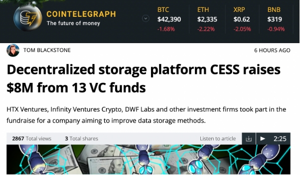 详解 DePIN 未发币热门项目 CESS：融资 800 万美金， CDN + 存储 Layer1 网络