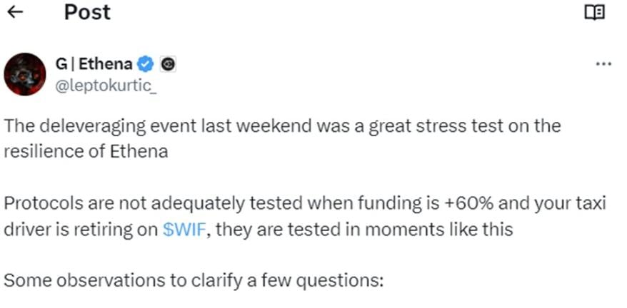 Ethena即将发生内爆？有人给出100万美元的漏洞报价