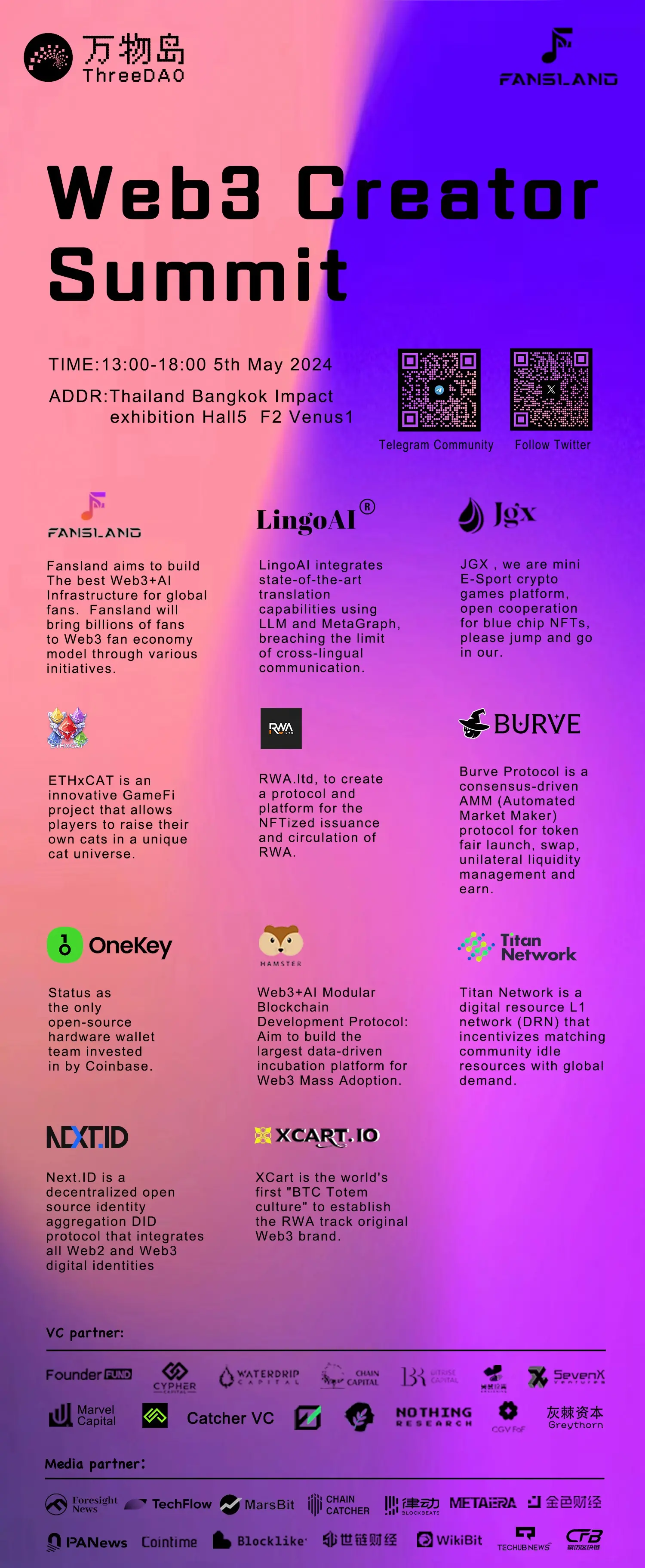 万物岛发起 Web3 Creator Summit，今日在泰国曼谷举行