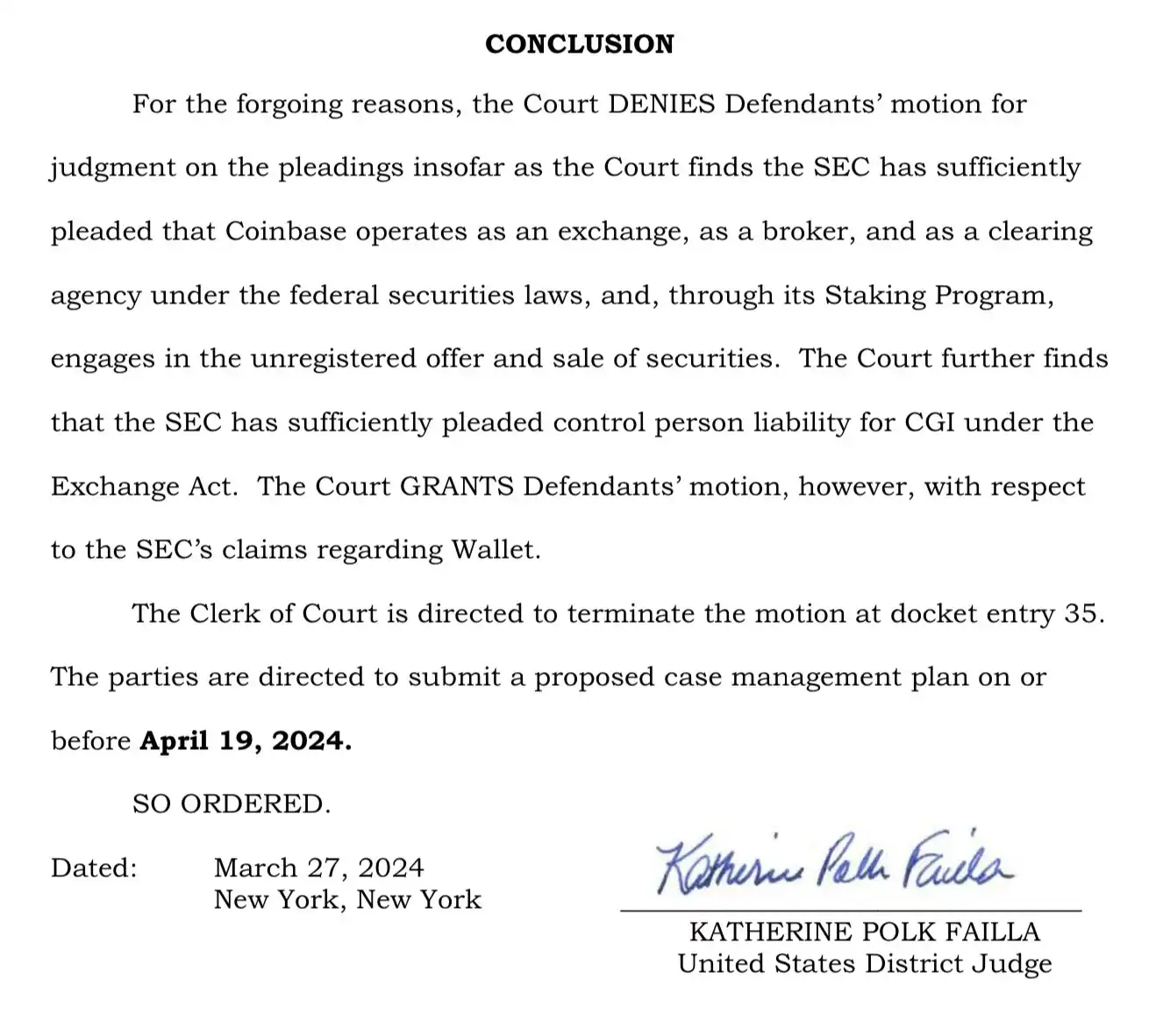 美法官 Coinbase 诉讼案中"选边"SEC，利好 Base 生态？
