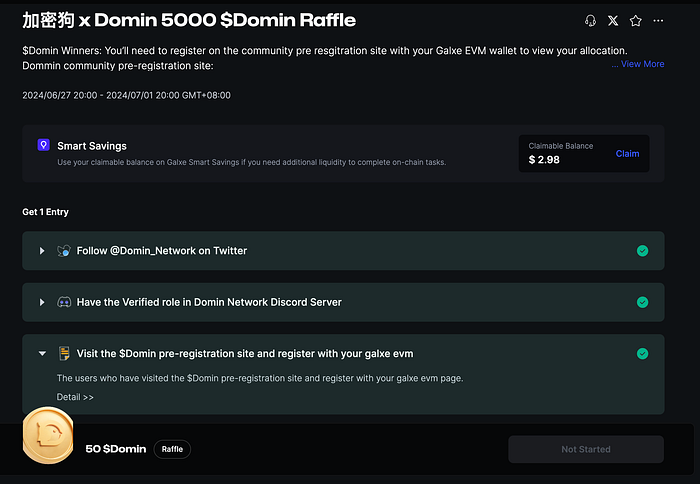 加密狗整编空投第297篇：Domin Network 即将发币，如何0成本狂撸