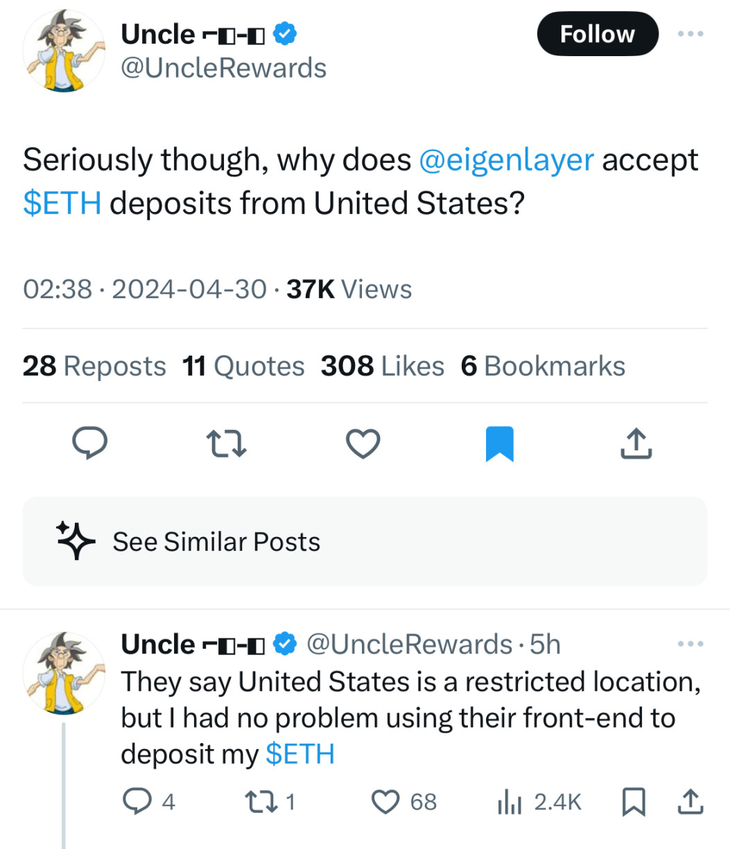 空投额度过少、限制条件过多......EigenLayer空投争议盘点