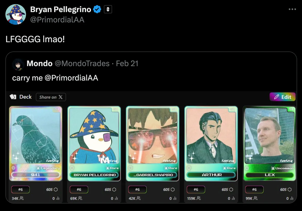 解读Blast上的社交新项目Fantasy：卡牌游戏与名人效应结合，产生了哪些有趣的新玩法？