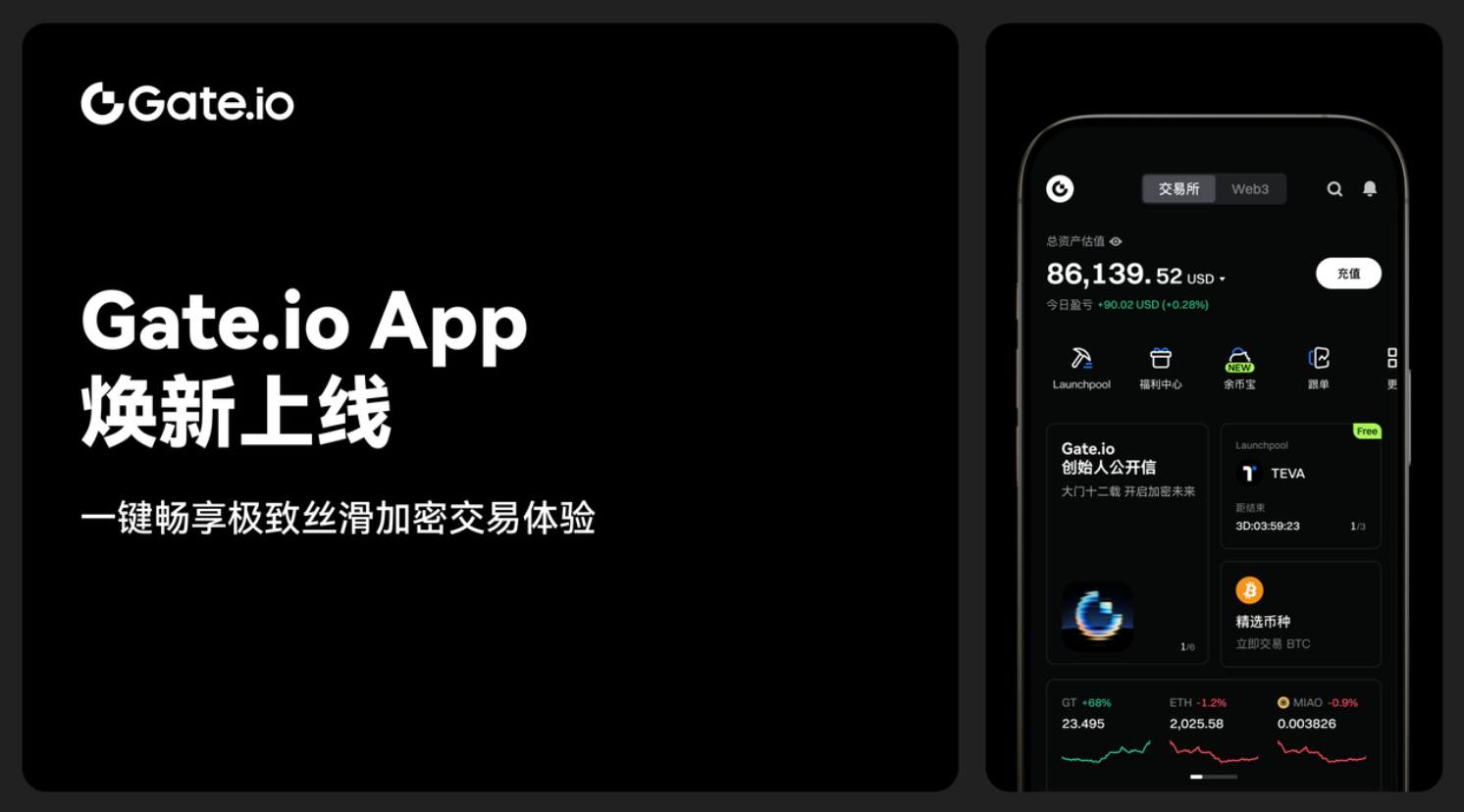 Gate.io App 焕新上线，一键畅享极致丝滑加密交易体验