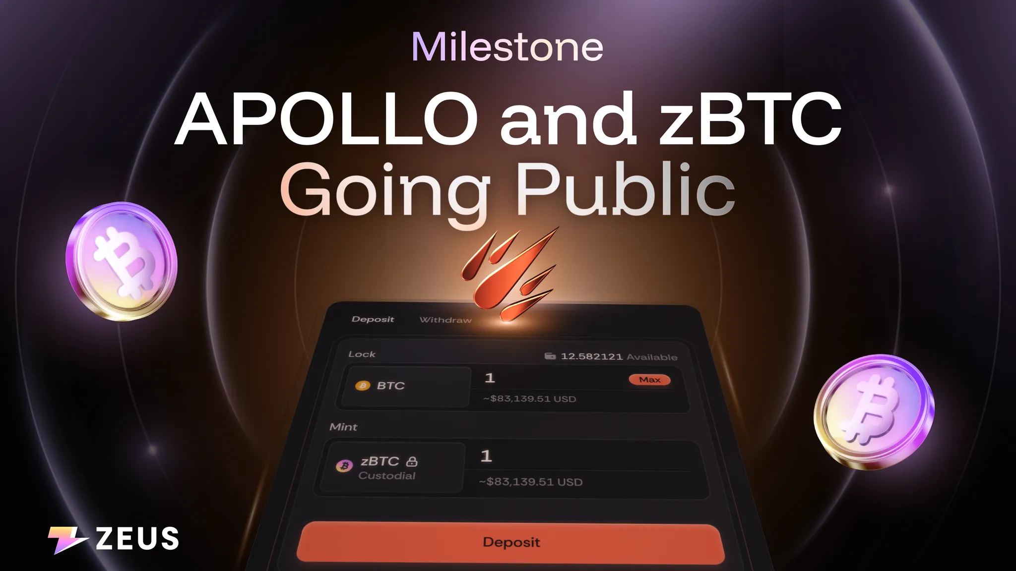 Solana上的无许可比特币：Zeus Network推出APOLLO平台及zBTC