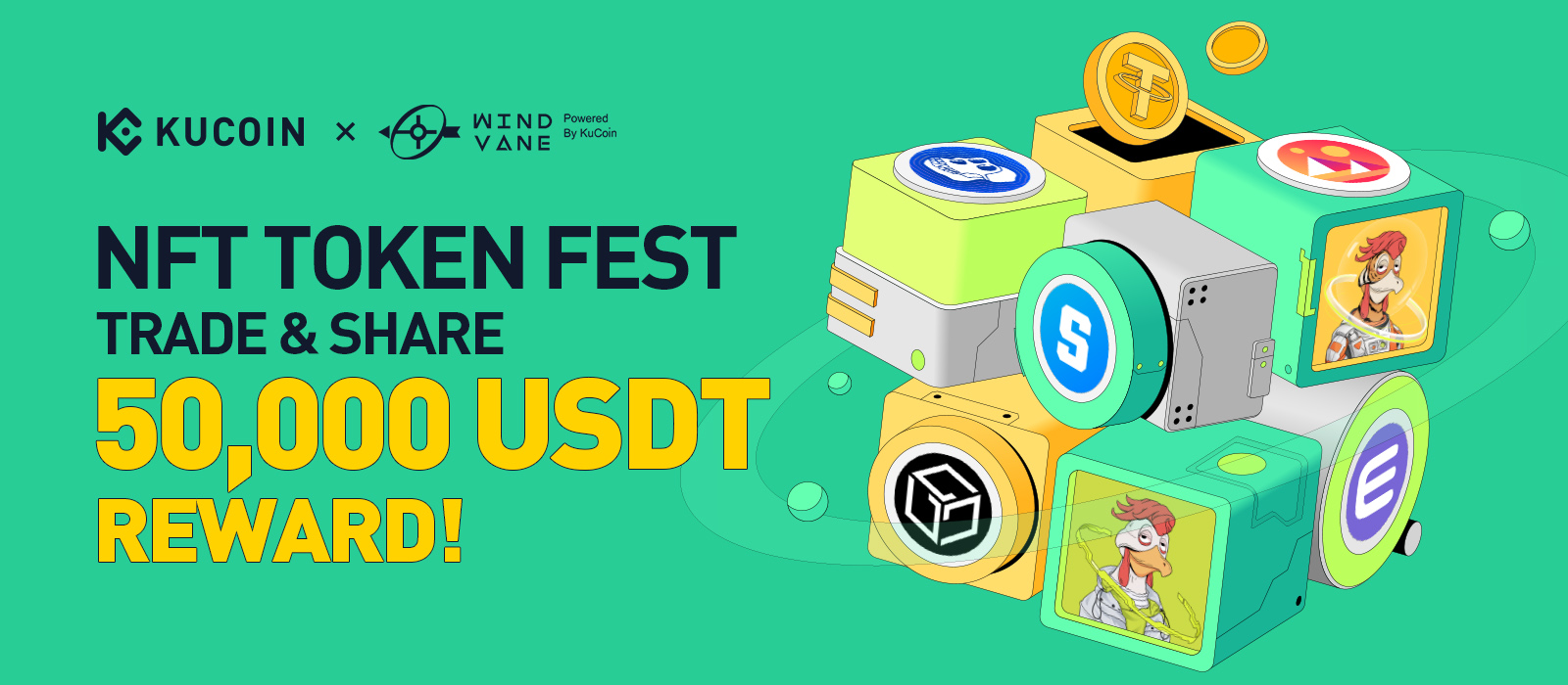 KuCoin x Windvane NFT Token Fest! Trade & Share a 50,000 USDT Reward!