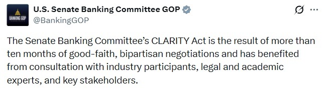 參議院共和黨人於審議前駁斥 CLARITY 法案的批評
