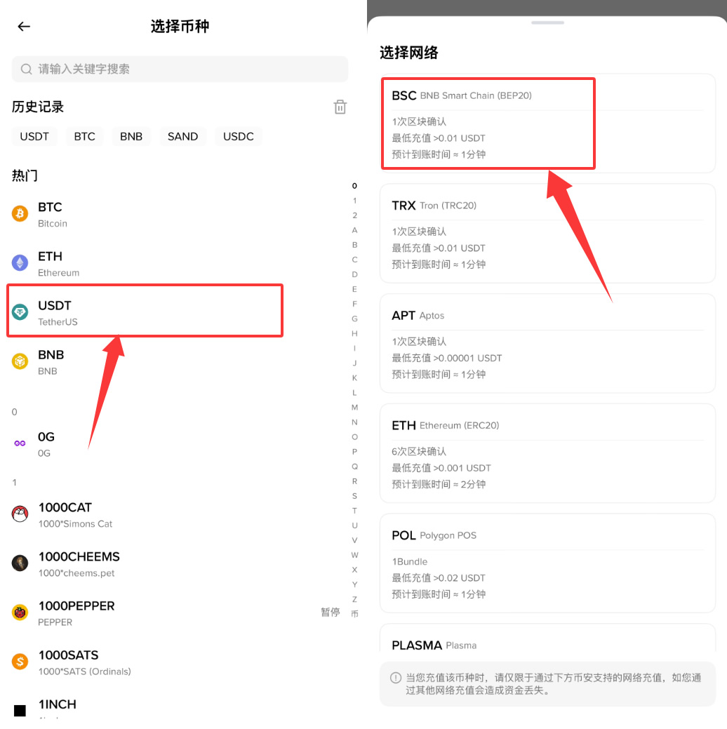 币安交易所怎么转账USDT?2026最新免费转账教程