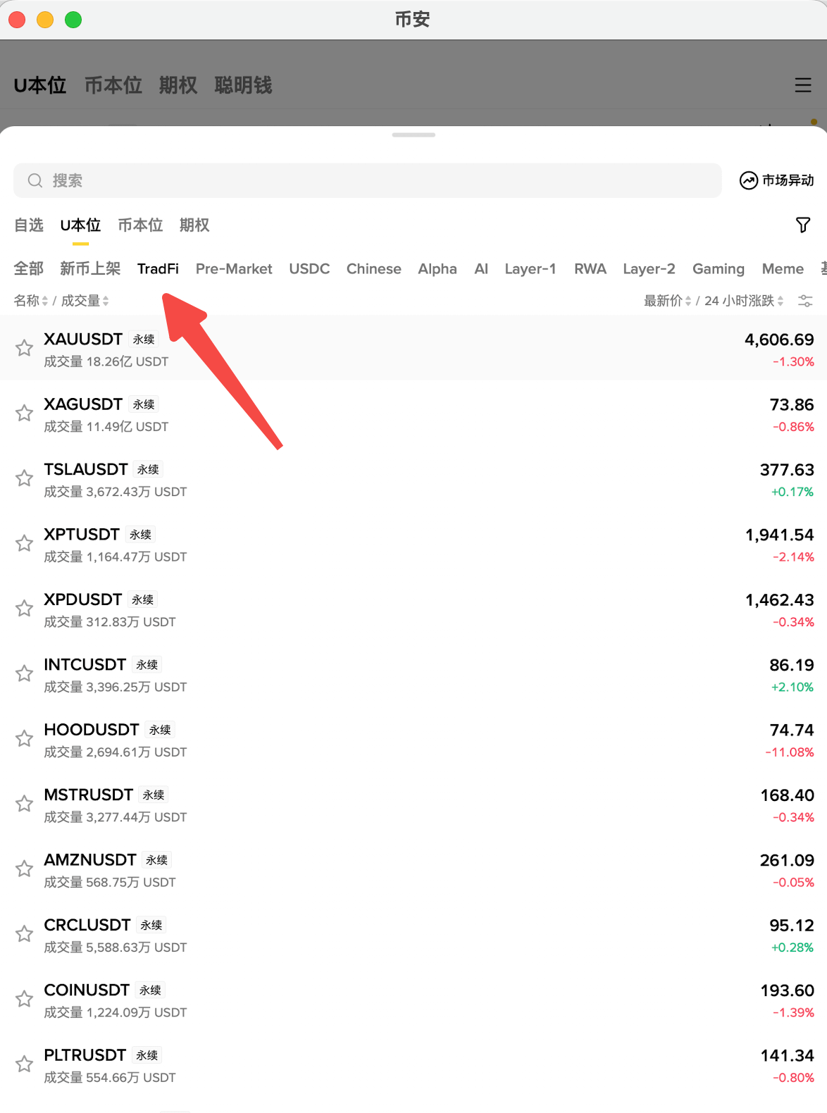 第三步:选择相关合约