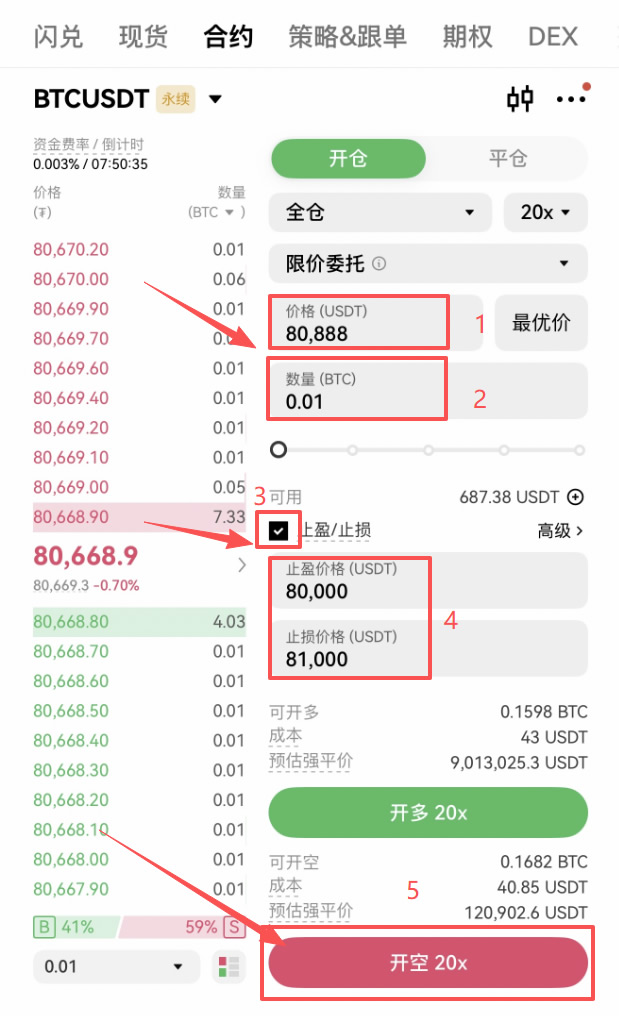 什么是止盈止损单的双向设置?欧意OKX合约高级风控委托教学